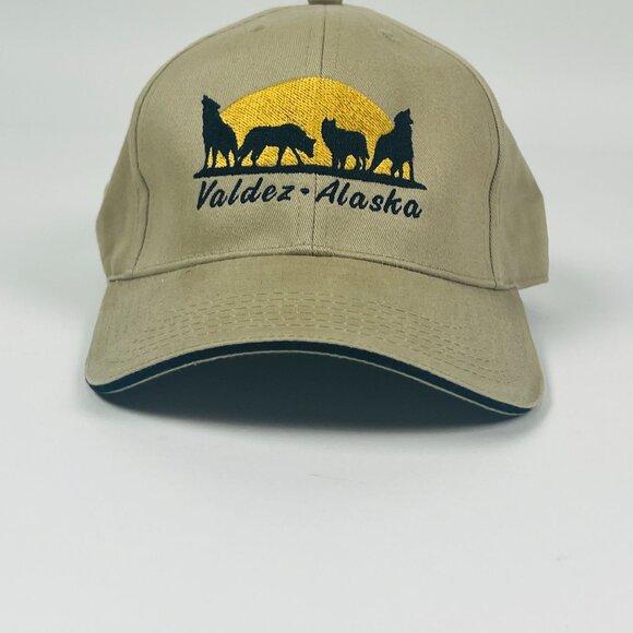 Valdez Alaska Wildlife Hat Embroidered Moose Bear Nature Adjustable Cap - Picture 1 of 7